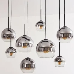 Suspension - Verre Koyoto Clair, Fumé, 8 lumières