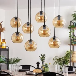 Suspension - Verre Koyoto Ambre, 8 lumières