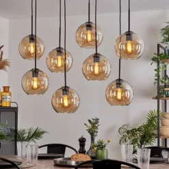 Suspension - Verre Koyoto Ambre, 8 lumières