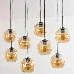 Suspension - Verre Koyoto Ambre, 8 lumières
