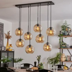 Suspension - Verre Koyoto Ambre, 8 lumières