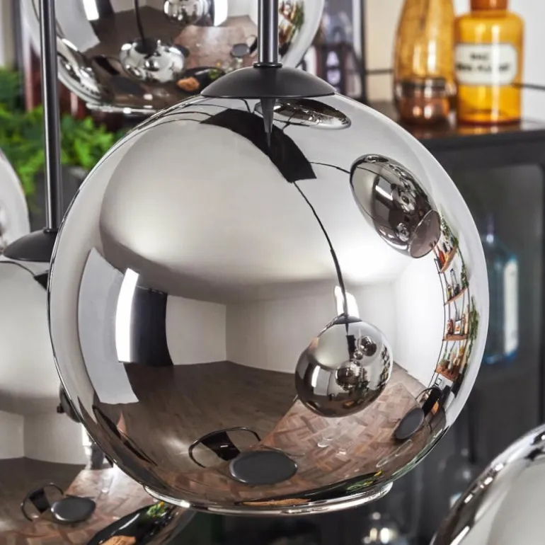 Suspension - Verre Koyoto Chrome, Fumé, 6 lumières