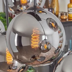 Suspension - Verre Koyoto Chrome, Fumé, 6 lumières