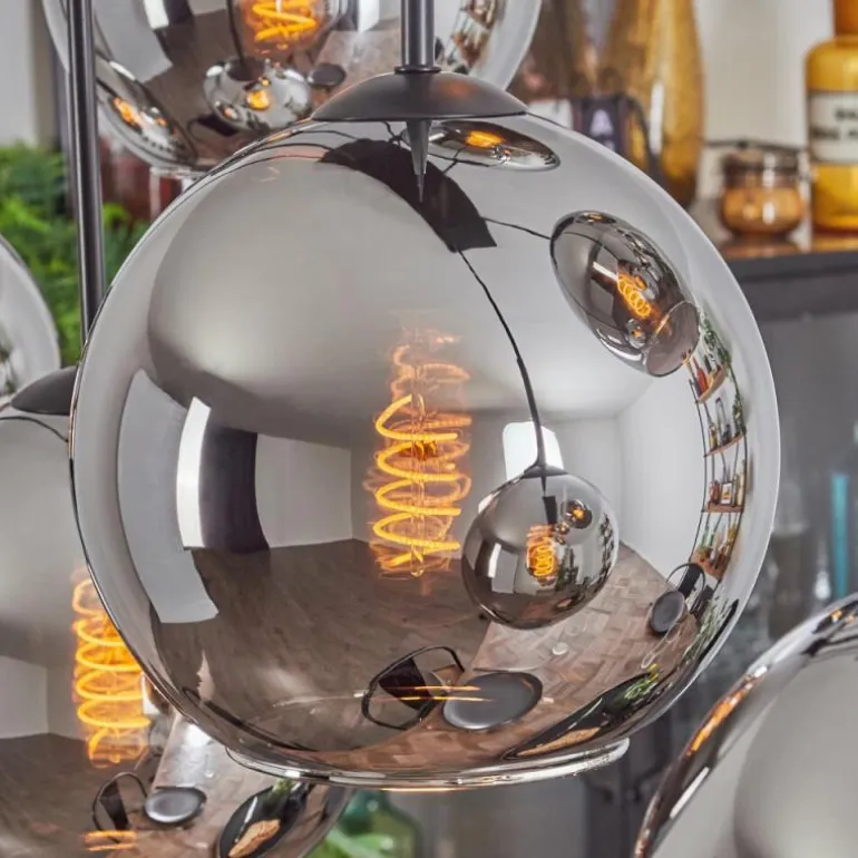 Suspension - Verre Koyoto Chrome, Fumé, 6 lumières