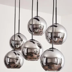 Suspension - Verre Koyoto Chrome, Fumé, 6 lumières