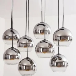 Suspension - Verre Koyoto Chrome, Clair, Fumé, 8 lumières