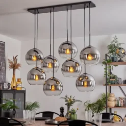 Suspension - Verre Koyoto Chrome, Clair, Fumé, 8 lumières