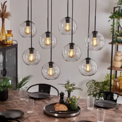 Suspension - Verre Koyoto Clair, 8 lumières