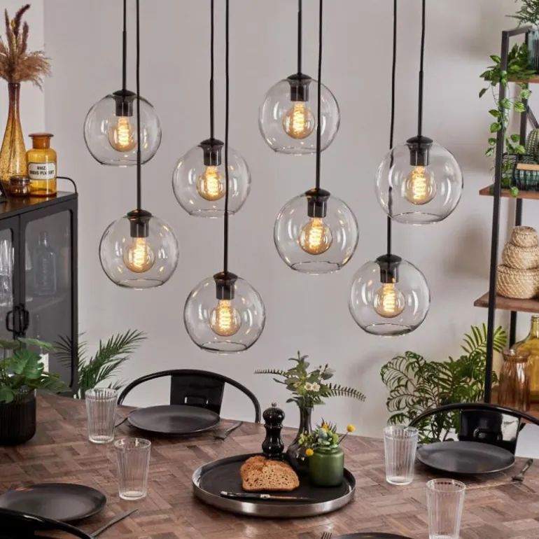 Suspension - Verre Koyoto Clair, 8 lumières