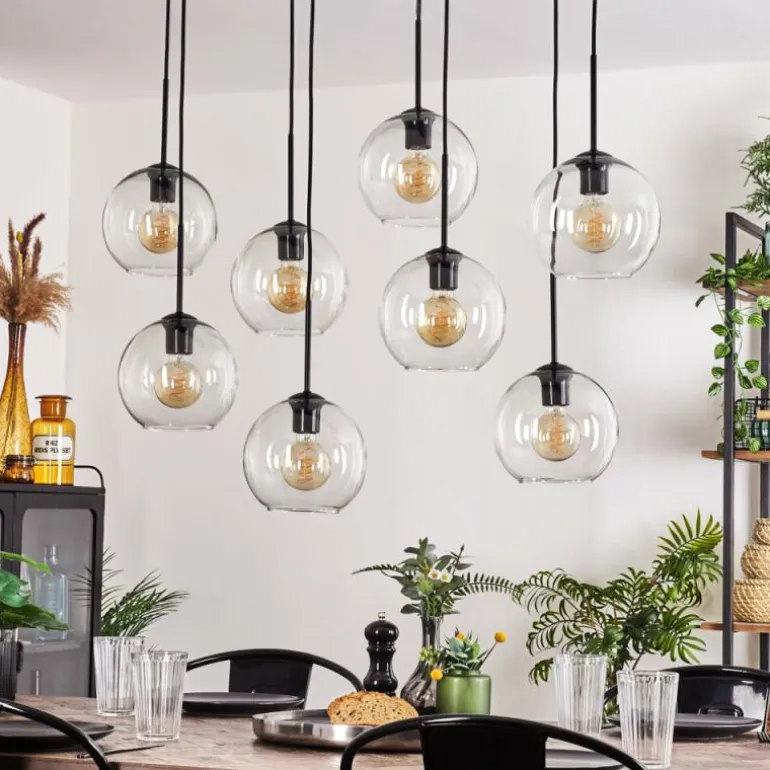 Suspension - Verre Koyoto Clair, 8 lumières