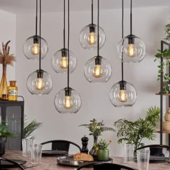 Suspension - Verre Koyoto Clair, 8 lumières