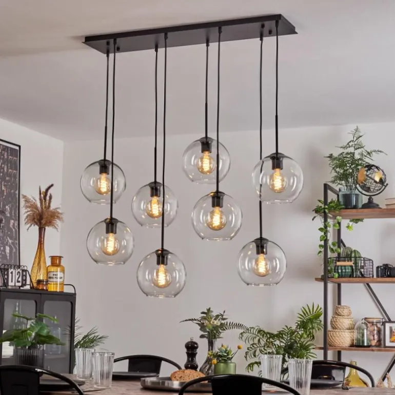 Suspension - Verre Koyoto Clair, 8 lumières