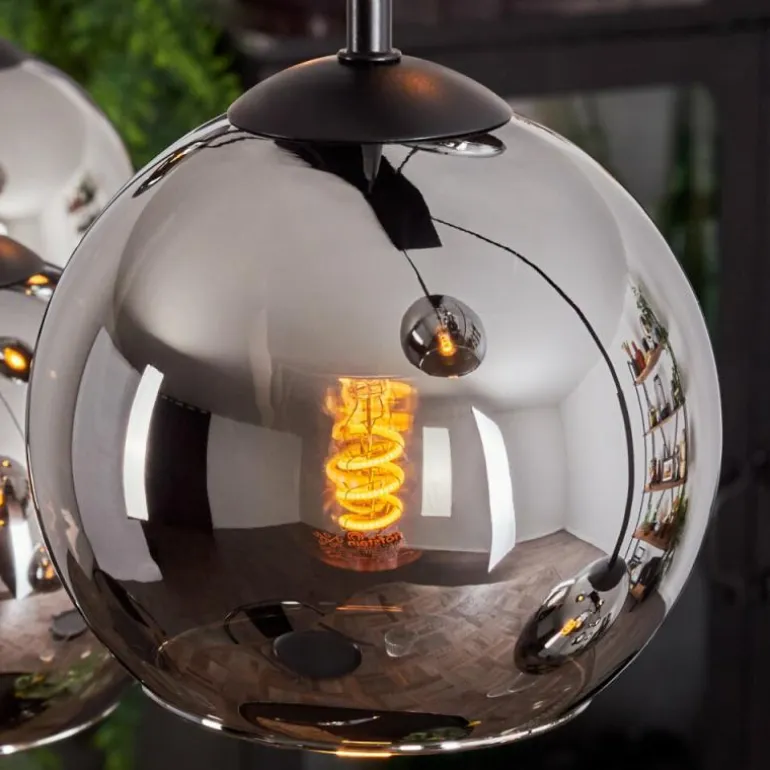 Suspension - Verre Koyoto Chrome, Fumé, 6 lumières