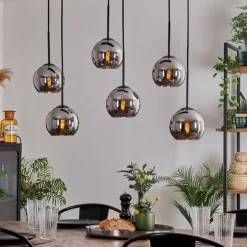 Suspension - Verre Koyoto Chrome, Fumé, 6 lumières