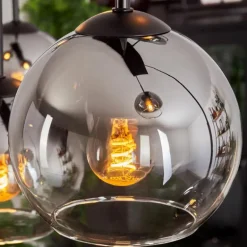 Suspension - Verre Koyoto Chrome, Clair, Fumé, 6 lumières
