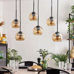 Suspension - Verre Koyoto Ambre, Clair, 6 lumières