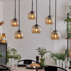 Suspension - Verre Koyoto Ambre, Clair, 6 lumières