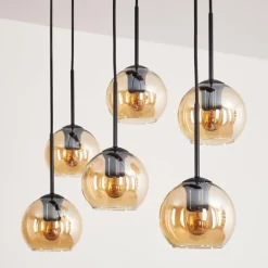Suspension - Verre Koyoto Ambre, Clair, 6 lumières
