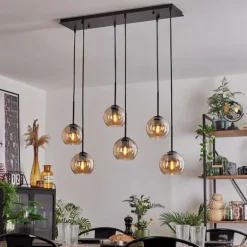 Suspension - Verre Koyoto Ambre, Clair, 6 lumières