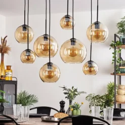Suspension - Verre Koyoto Ambre, Clair, 8 lumières
