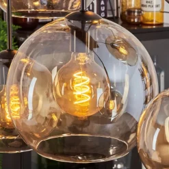 Suspension - Verre Koyoto Ambre, Clair, 8 lumières