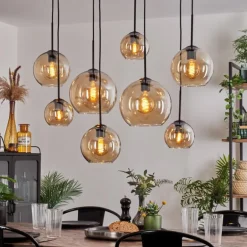 Suspension - Verre Koyoto Ambre, Clair, 8 lumières