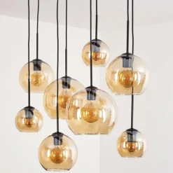 Suspension - Verre Koyoto Ambre, Clair, 8 lumières