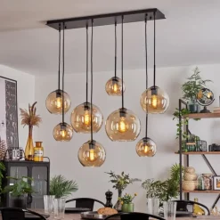 Suspension - Verre Koyoto Ambre, Clair, 8 lumières