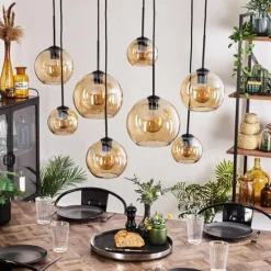 Suspension - Verre Koyoto Ambre, Clair, 8 lumières