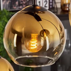 Suspension - Verre Koyoto Or, Clair, 8 lumières