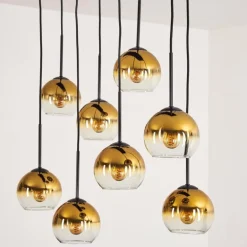 Suspension - Verre Koyoto Or, Clair, 8 lumières
