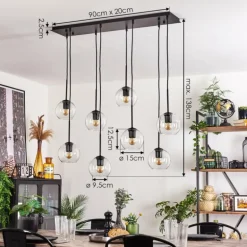 Suspension - Verre Koyoto Clair, 8 lumières