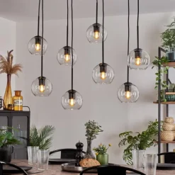 Suspension - Verre Koyoto Clair, 8 lumières