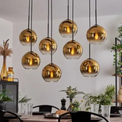 Suspension - Verre Koyoto Or, Clair, 8 lumières