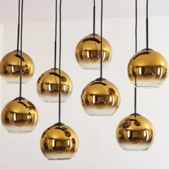 Suspension - Verre Koyoto Or, Clair, 8 lumières