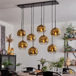 Suspension - Verre Koyoto Or, Clair, 8 lumières
