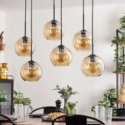 Suspension - Verre Koyoto Ambre, 6 lumières