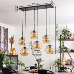 Suspension - Verre Koyoto Ambre, 6 lumières
