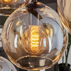 Suspension - Verre Koyoto Ambre, 6 lumières