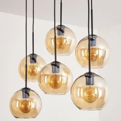 Suspension - Verre Koyoto Ambre, 6 lumières