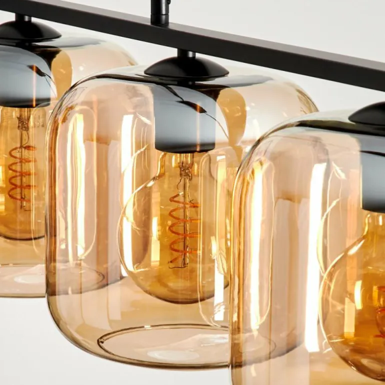 Suspension - Verre Lauden Ambre, 4 lumières