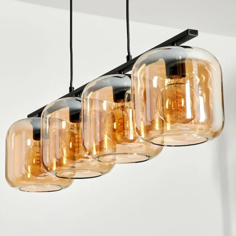 Suspension - Verre Lauden Ambre, 4 lumières