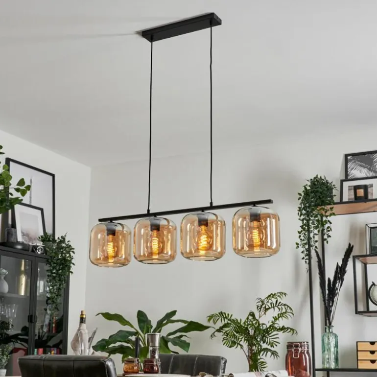 Suspension - Verre Lauden Ambre, 4 lumières