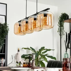Suspension - Verre Lauden Ambre, 4 lumières