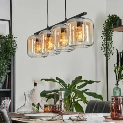Suspension - Verre Lauden Ambre, Clair, 4 lumières