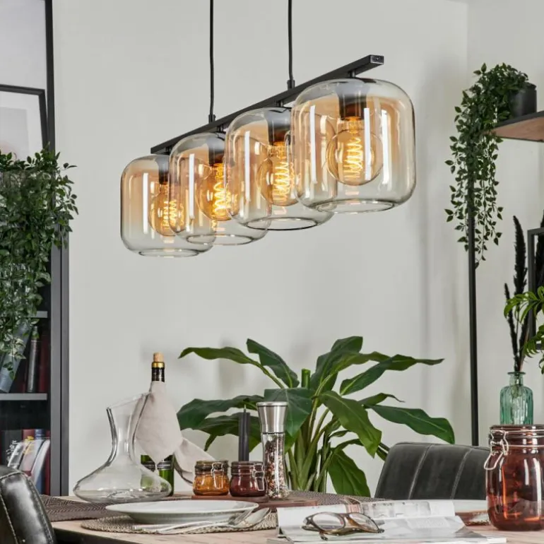 Suspension - Verre Lauden Ambre, Clair, 4 lumières