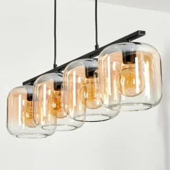 Suspension - Verre Lauden Ambre, Clair, 4 lumières