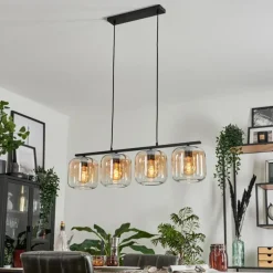 Suspension - Verre Lauden Ambre, Clair, 4 lumières