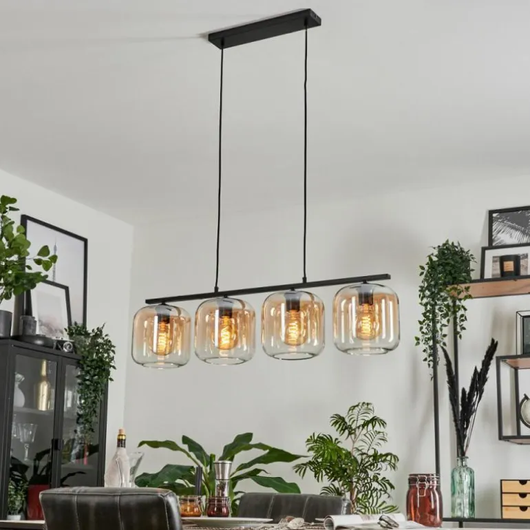 Suspension - Verre Lauden Ambre, Clair, 4 lumières