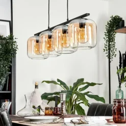 Suspension - Verre Lauden Ambre, Clair, 4 lumières